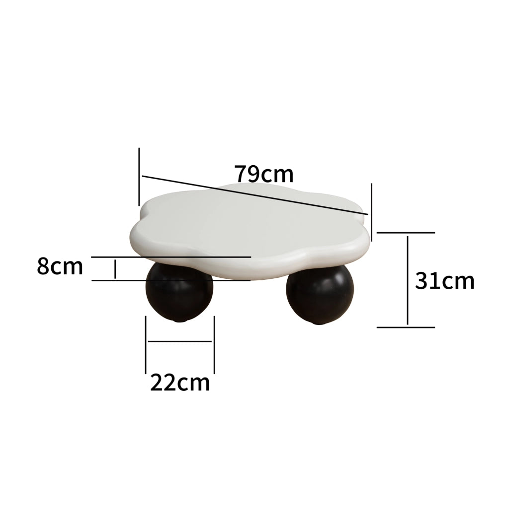 Tavolino da caffè a nuvola ?80 x H35 cm in MDF e plastica; bianco e nero