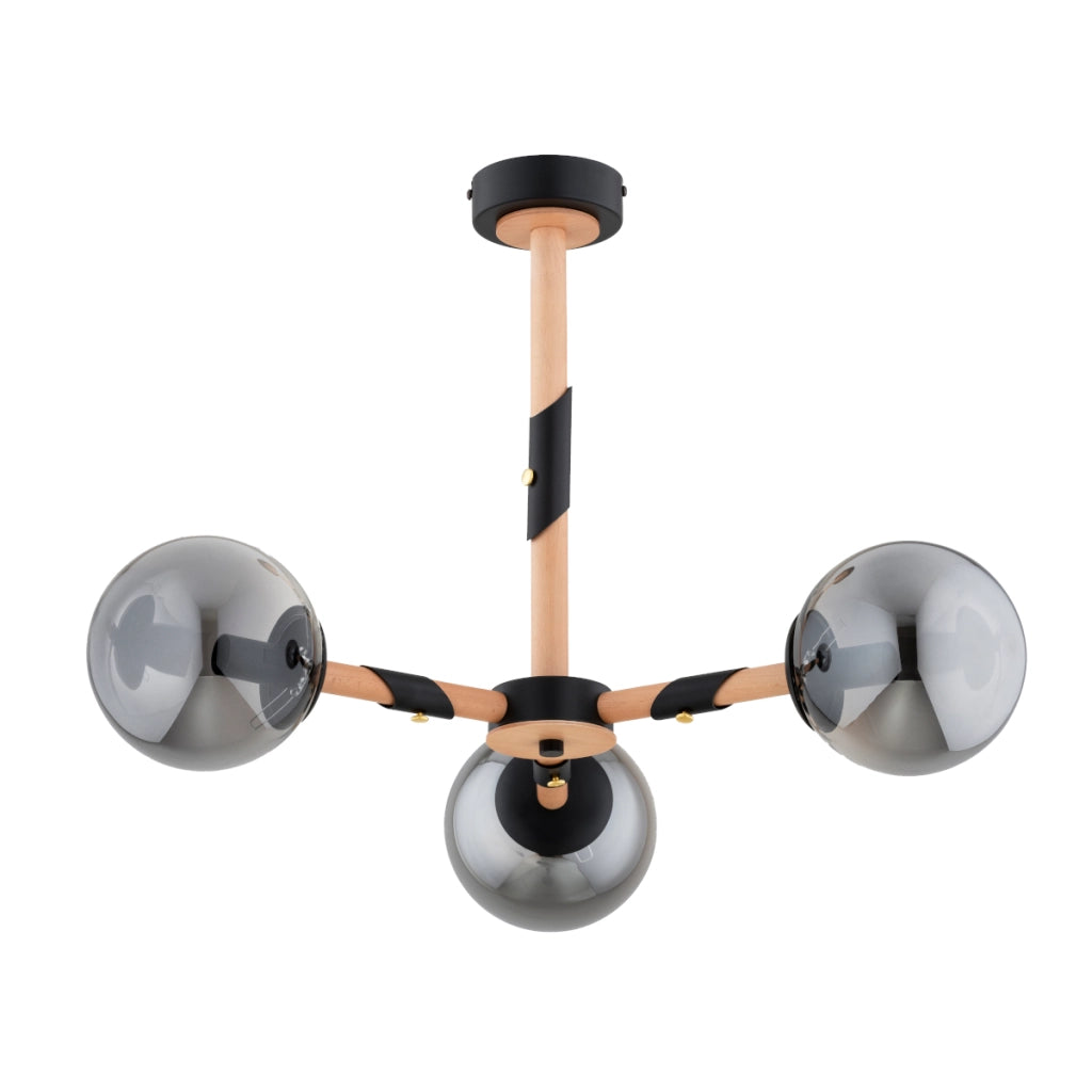 Plafoniera legno/metallo nero 3xE14 10W Alfa GELIA