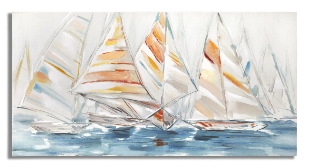 Dipinto su tela con barche a vela cm 140x2,8x70