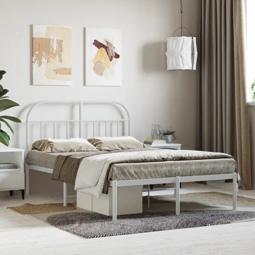 Giroletto con Testiera-Struttura Letto con testiera in Metallo Bianco 120x200 cm 608661