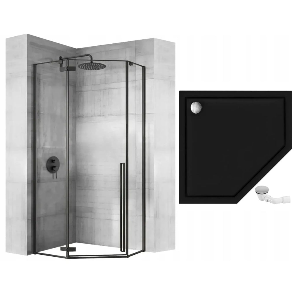 Cabina Doccia Diamond Black Mat 90x90 con piatto doccia Diamond