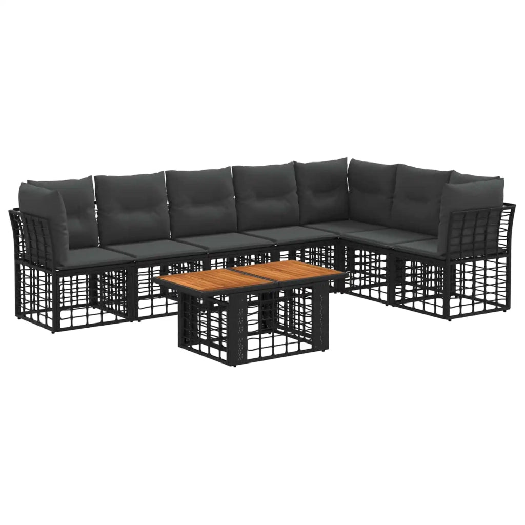 Set Divano da Giardino 8 pz Nero e Grigio scuro polyrattan 3437869