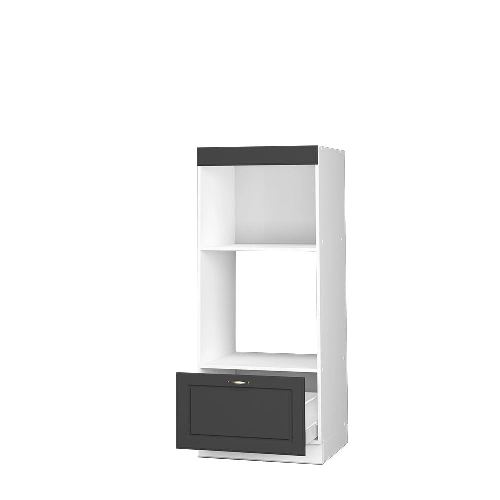 Mobile cucina microonde Fame-Line Oro-antracite rustico/Bianco 60 cm aperto Vicco