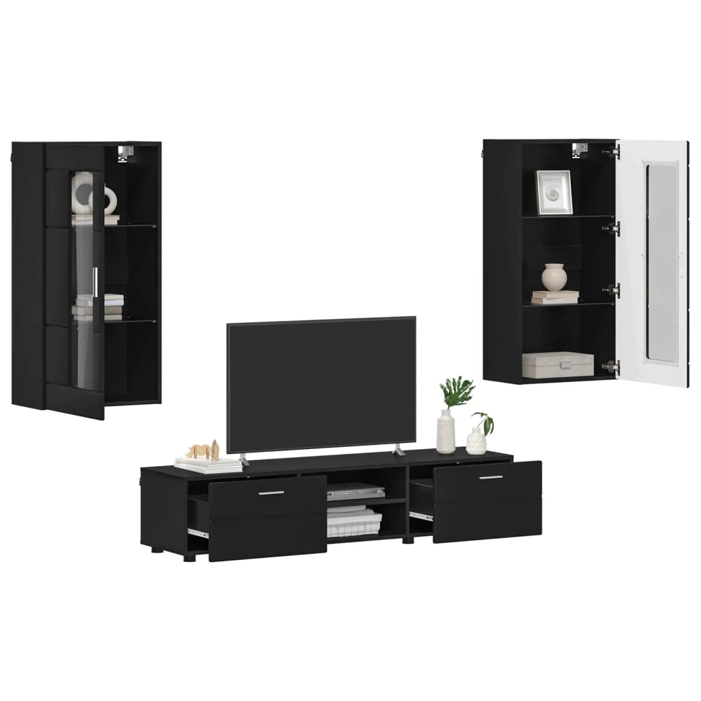 Set mobile TV con cassetto FLORIN 3 pcs Nero Legno multistrato