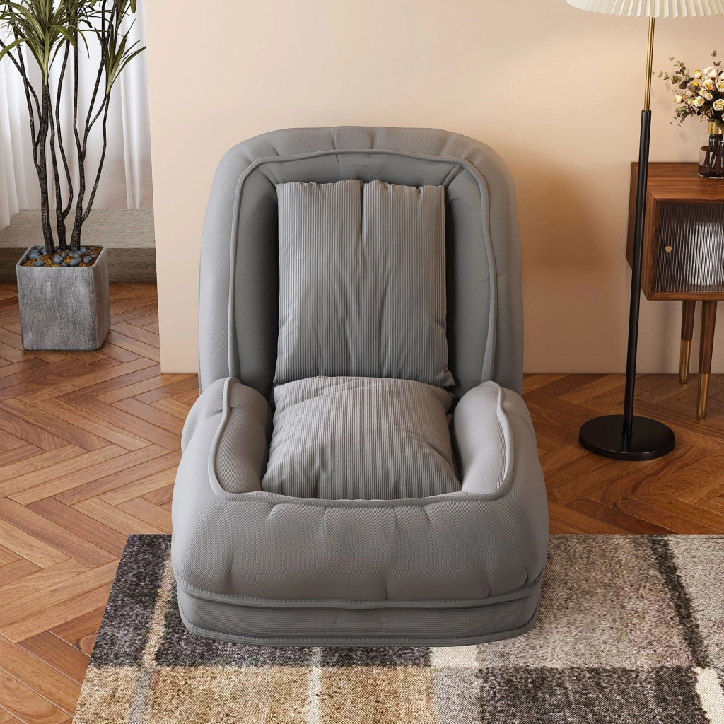 Sedia a sdraio pieghevole, divano letto ergonomico, schienale regolabile (90°-180°), grigio