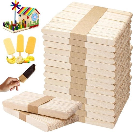 600 Stuzzicadenti in legno - bastoncini in legno 114 x 10 x 2 mm - stuzzicadenti in legno - bastoncini per gelato - spatole in legno - spazzolino per la bocca
