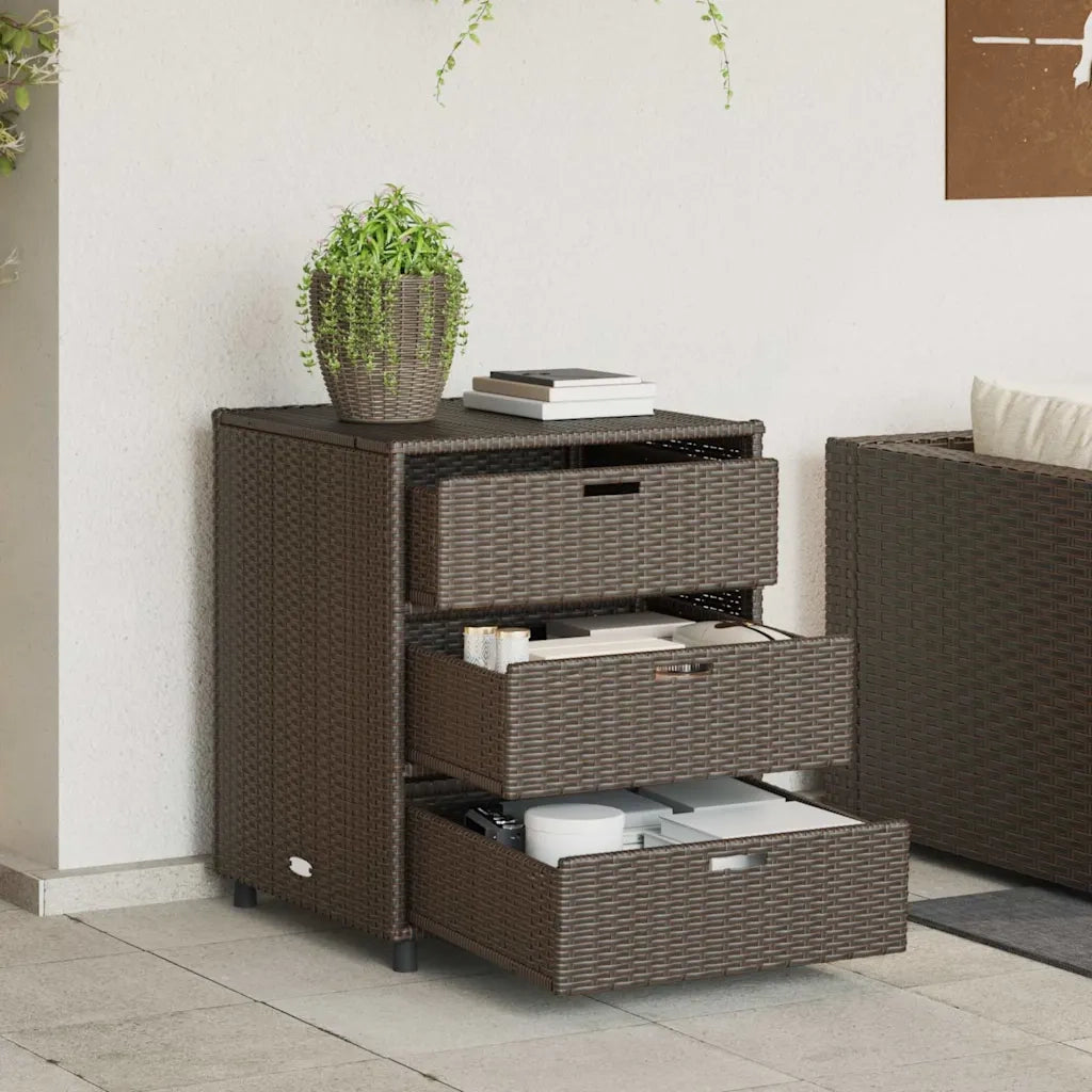 Armadietto Portaoggetti Giardino Marrone 55x59x69cm Polyrattan 365556