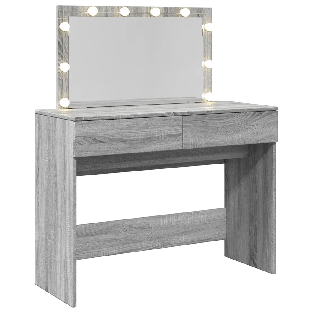 Toeletta | Tavolo da Trucco con LED Grigio Sonoma 100x40x120 cm