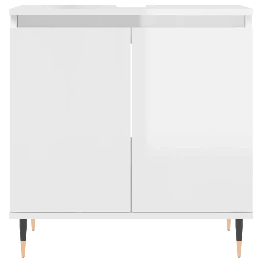 Armadietto Bagno Bianco Lucido 58x33x60cm in Legno Multistrato 831574