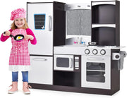 Cucina Giocattolo per Bambini, Cucina Legno per Bambini con Frigorifero, Lavagna, Forno, Fornelli a Gas, Rubinetto e Lavello, 3 Anni+, Bianco