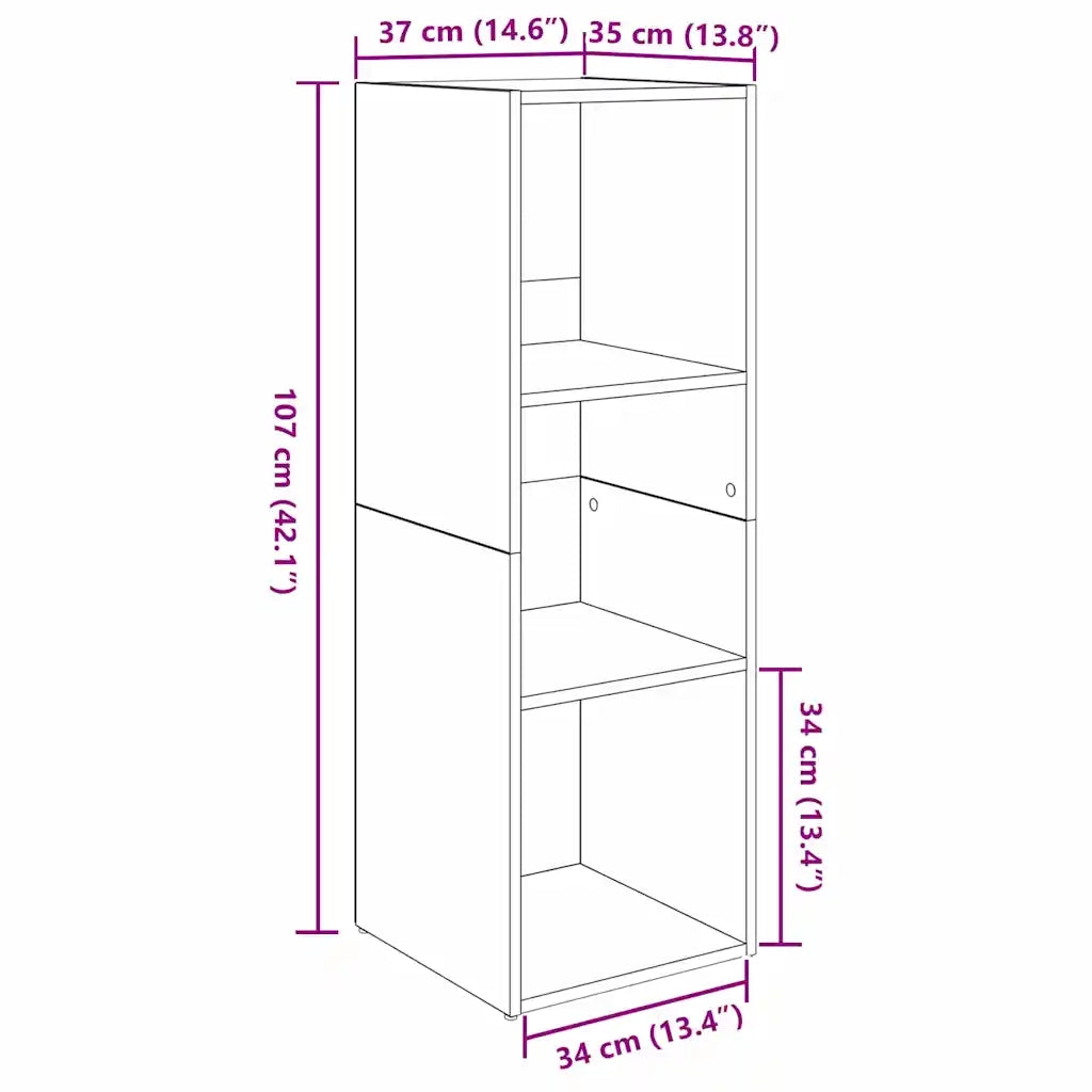 vidaXL Mobile TV 4 pcs Rovere nero 37 x 35 x 107.5 cm