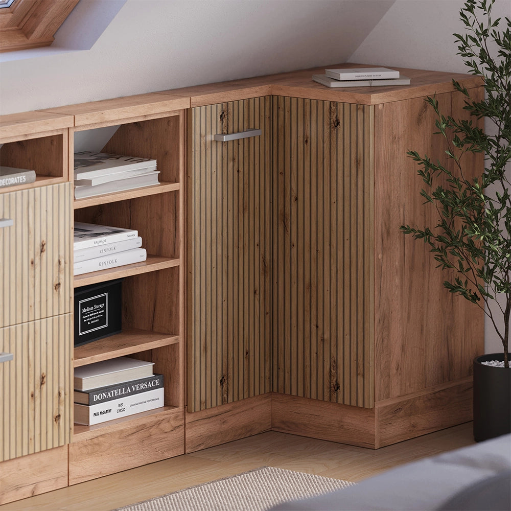 Mobile sottotetto Mobile angolare Rion Rovere artigianale/Rovere dorato 75.6 x 83.8 cm con 1 porta Vicco