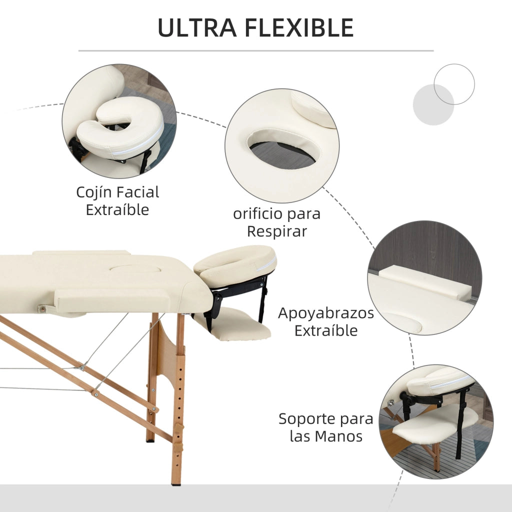 Tavolo pieghevole regolabile in altezza ¨C zephmum ¨C 210x81 cm colore crema