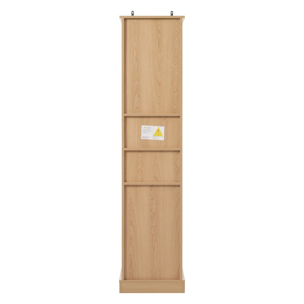 Mobiletto bagno alto 40x30x172 cm in MDF effetto legno naturale con 3 cassetti, vano a giorno e ripiano regolabile