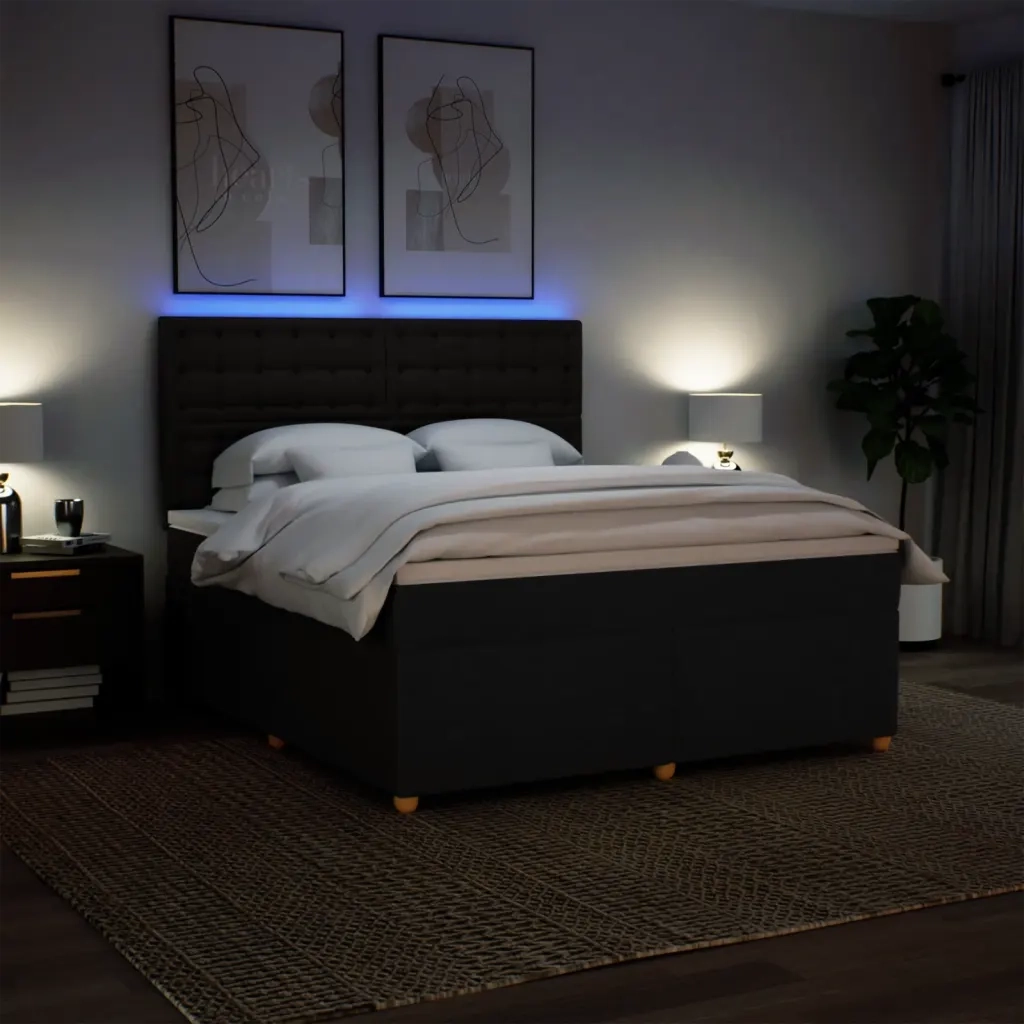 Giroletto a Molle con Materasso Nero 180x200 cm in Tessuto 3293675