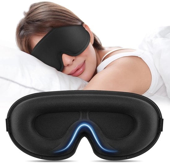 Slaapmasker 3D per laterali, cintura elastica regolabile, traspirante e illuminante, mascherina da sonno per uomini e donne, per viaggi, ufficio, yoga (nero)