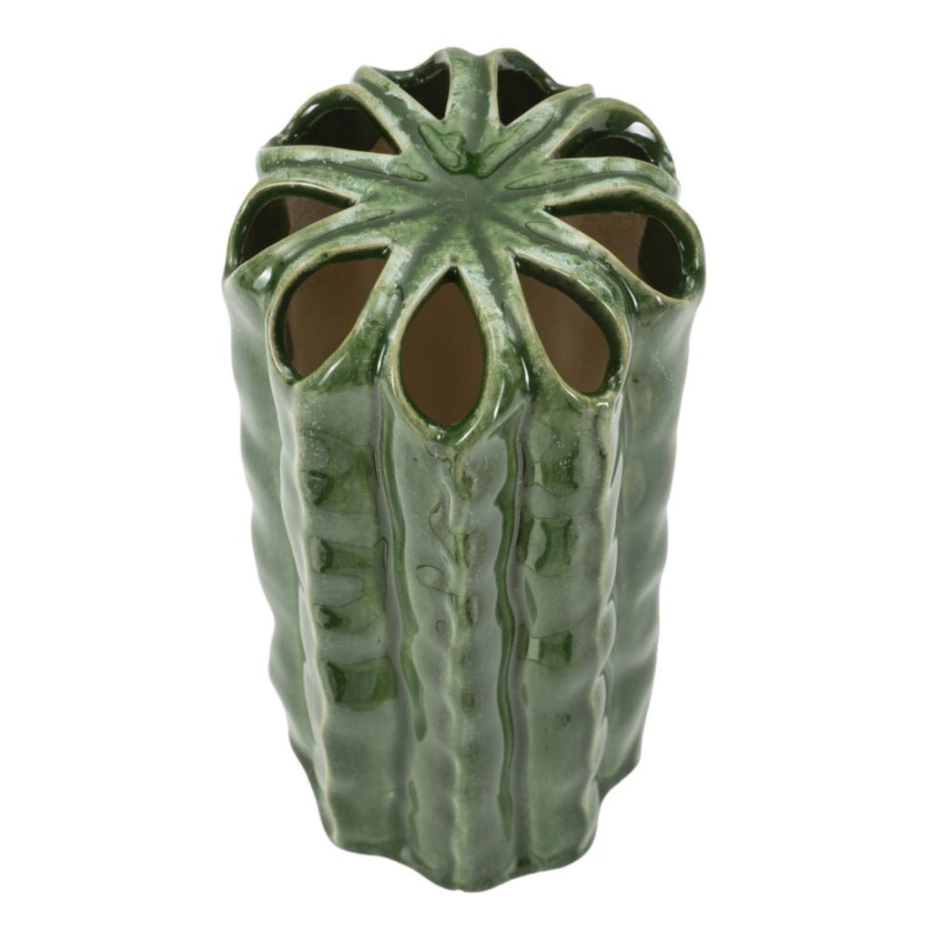 Vaso Decorativo VKH852, Verde, Ceramica, 11,5x11,5x23,5 cm