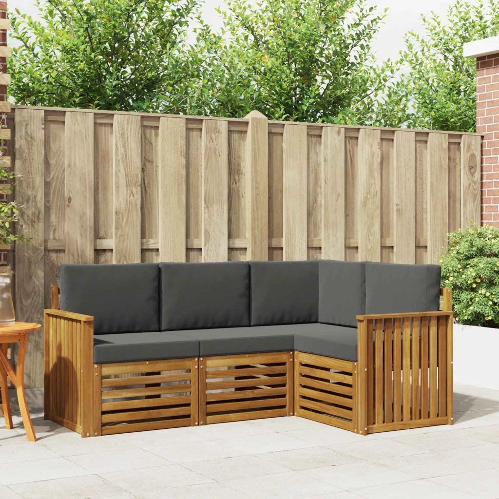 Set divani 4 pcs Naturale e Antracite Legno di Acacia Massello 3374727