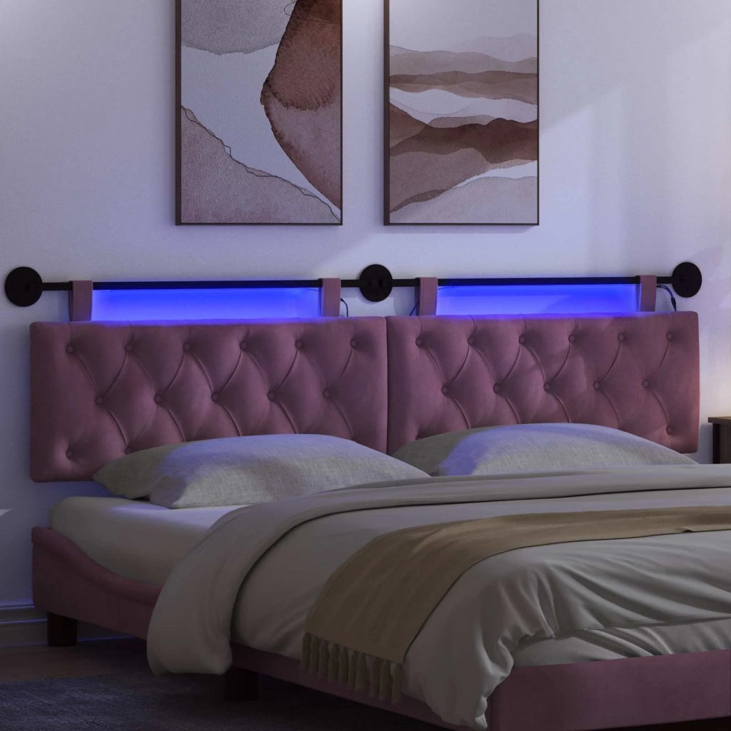 Testiera | Testata sospesa Con luce LED Viola Velluto