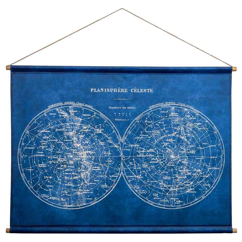 Tela pergamena tessuto stampato blu 120x86x2,5h cm