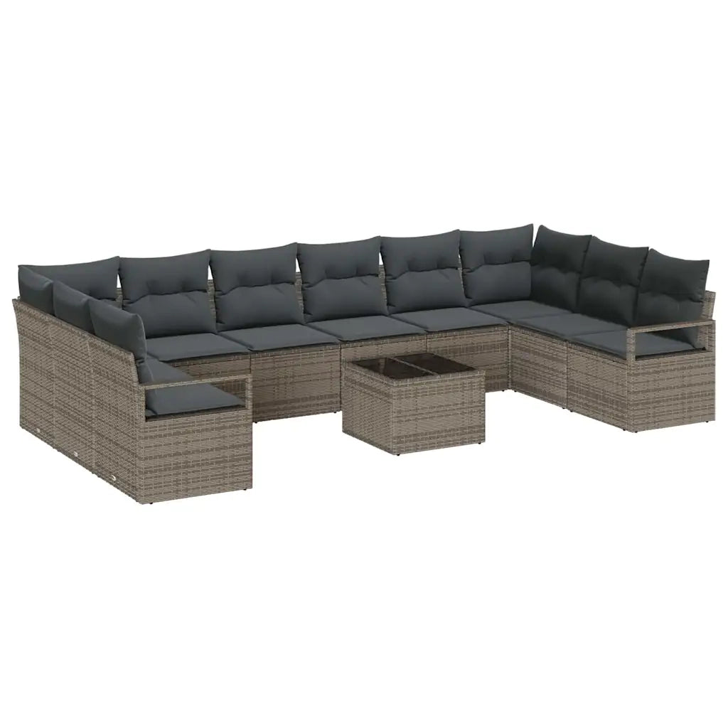 Set di divani con cuscino 11 pcs Grigio polyrattan 3346569