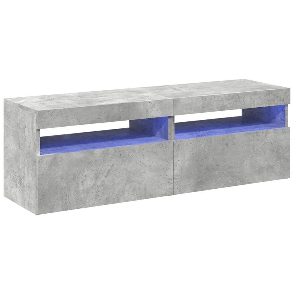 Mobili Porta TV con Luci LED 2 pz-Set di 2 Credenza per TV Grigio Cemento 60x35 cm