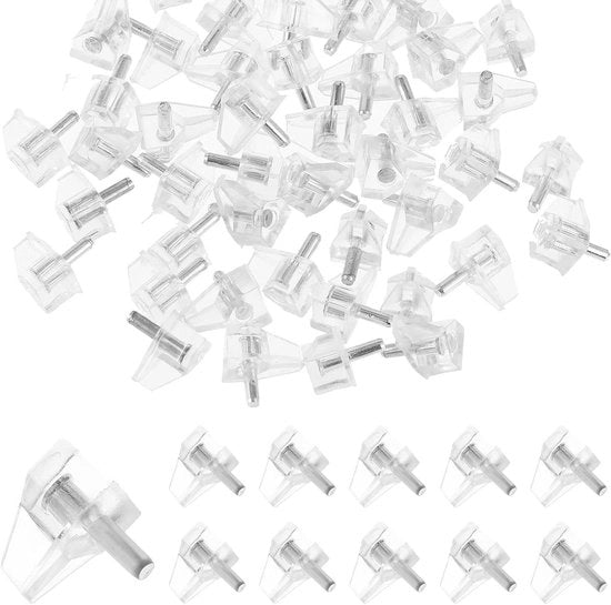 Supporti per piatti 3 mm - 50 pezzi - Plastica con penna in acciaio - Per mobili, mensole per libri, armadi, piatti in legno e vetro
