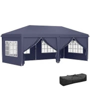Gazebo 6x3 m Pieghevole da Giardino, in Acciaio e Poliestere con 6 Pannelli Laterali, Blu