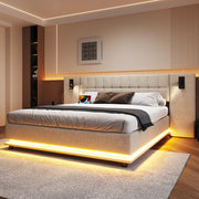 letto imbottito lino beige 180 x 200 cm