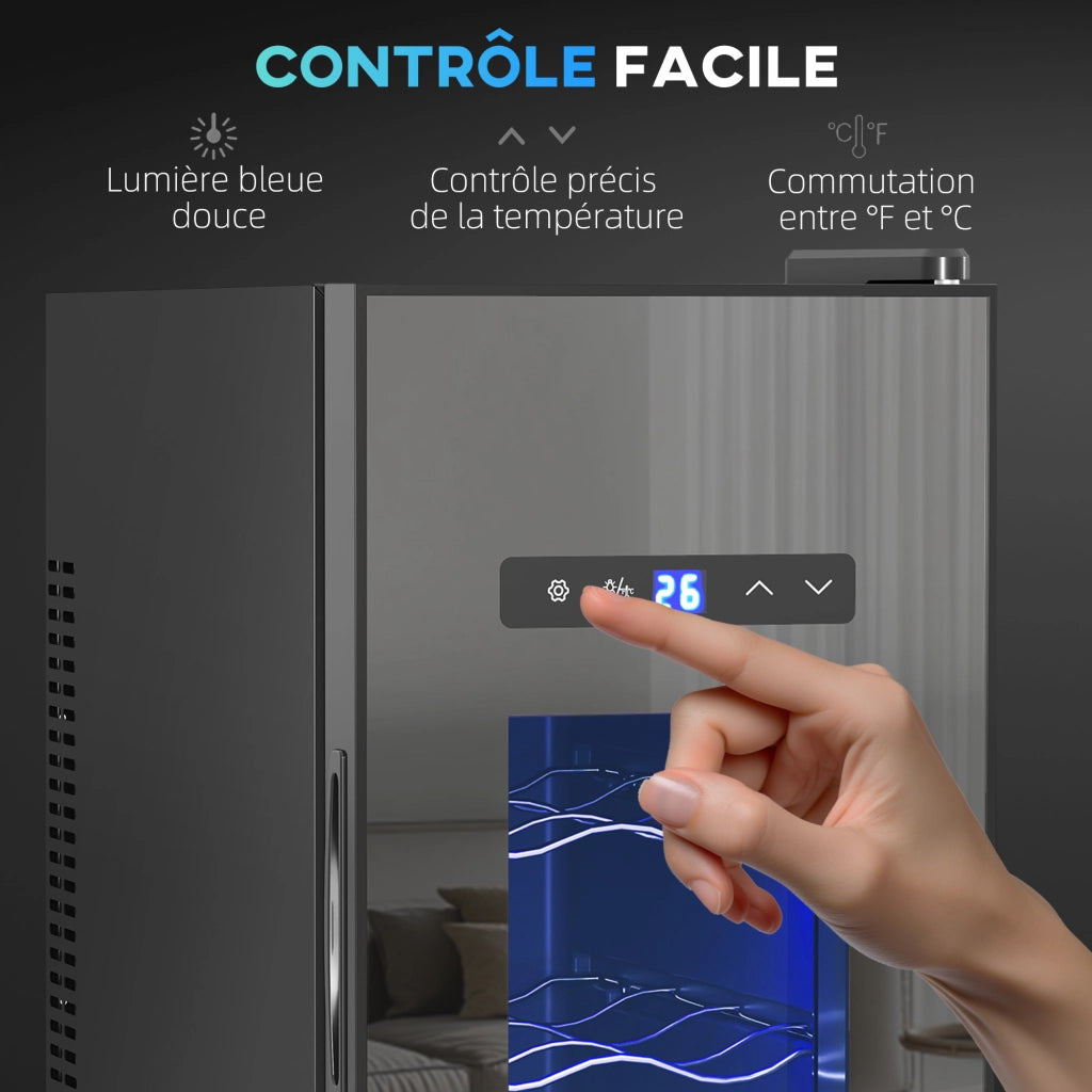 Cantinetta per vino termoelettrica 12 bottiglie 30L ¨C zephmum ¨C nero, vetro temperato, LED