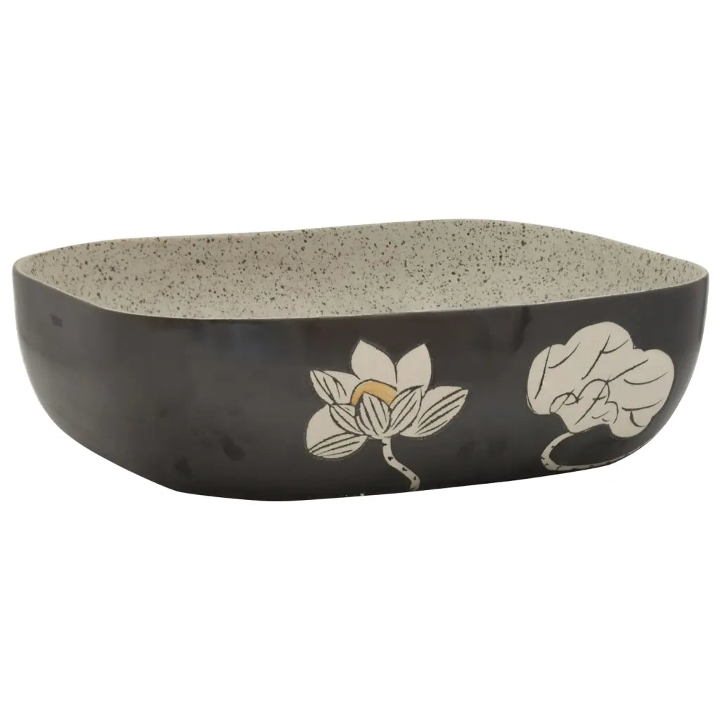 Lavabo Appoggio Grigio Nero Rettangolare 48x37,5x13,5 Ceramicacod mxl 107522