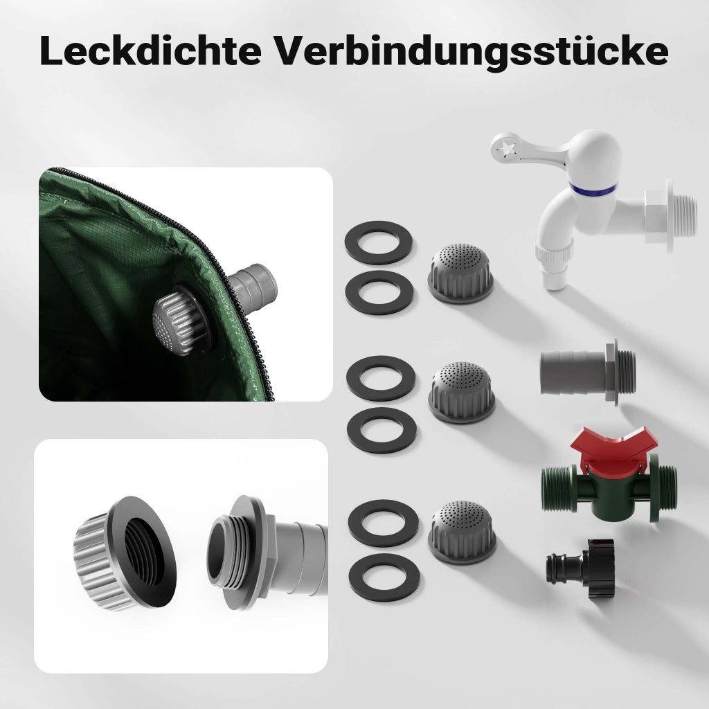 Serbatoio acqua piovana pieghevole da 250 l, con coperchio e rubinetto, contenitore raccolta acqua piovana in PVC da 620 g/m² con attacco per tubo