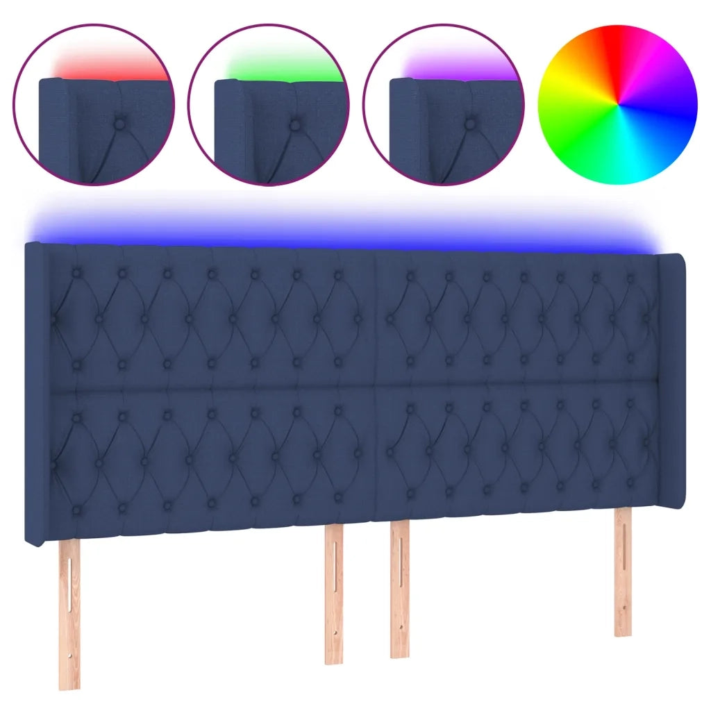 Testiera a LED-Testata con LED Blu 183x16x118/128 cm in Tessuto 340186