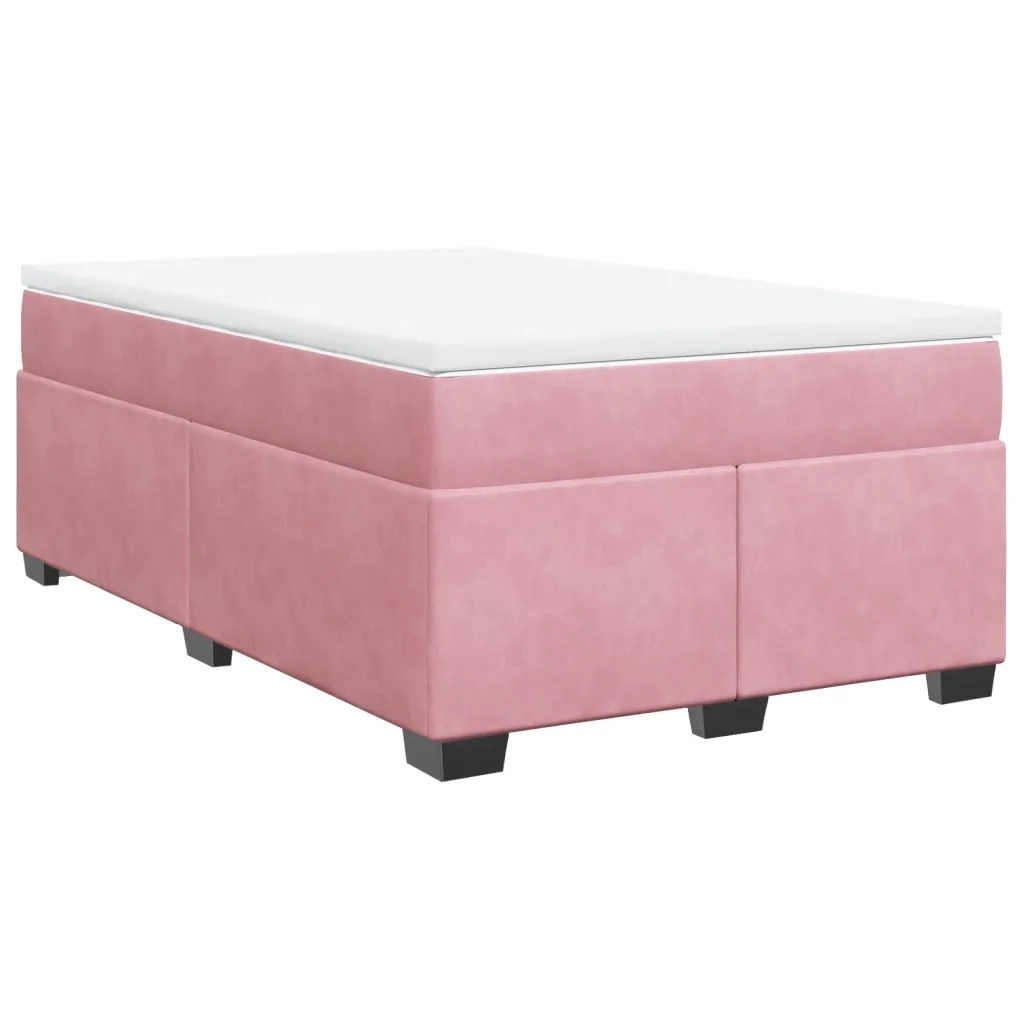 Giroletto a Molle con Materasso Rosa 120x190 cm in Velluto