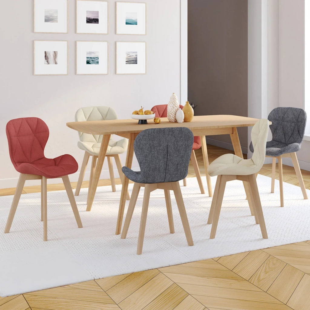 IDMarket - Set di 6 sedie ROBINE in tessuto misto grigio scuro x2, terracotta x2, beige x2