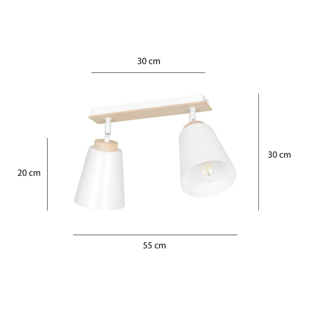 Lampada a sospensione ATLAS in acciaio bianco e legno
