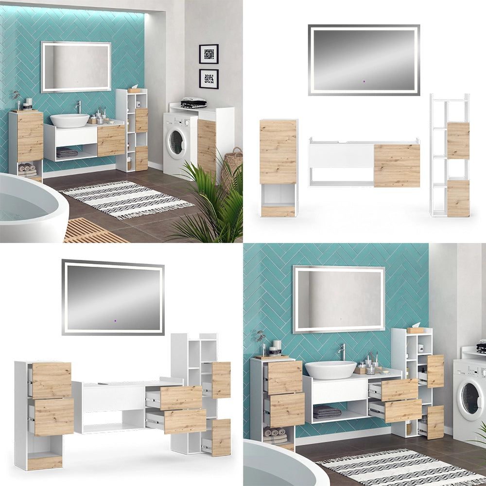 Vicco Set di mobili da bagno Bianco 4 parti