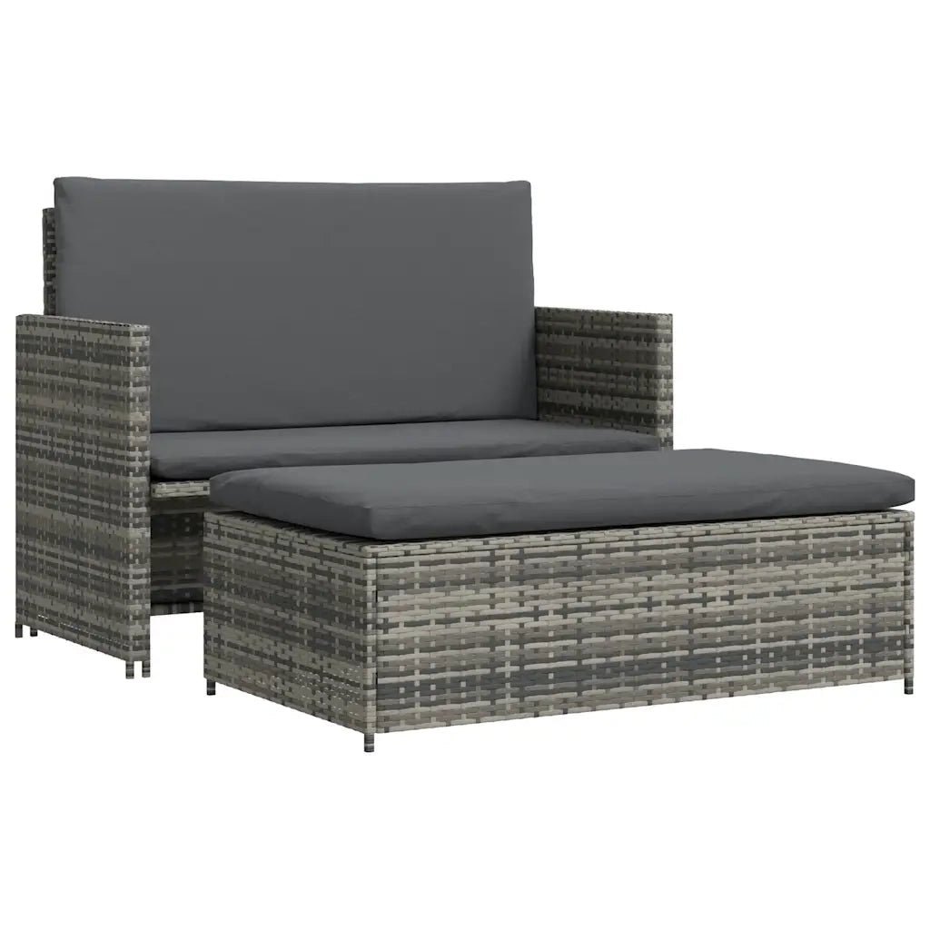 Set Divani da Giardino 2 pz | Set Salotto da Giardino con Cuscini in Polyrattan Grigio