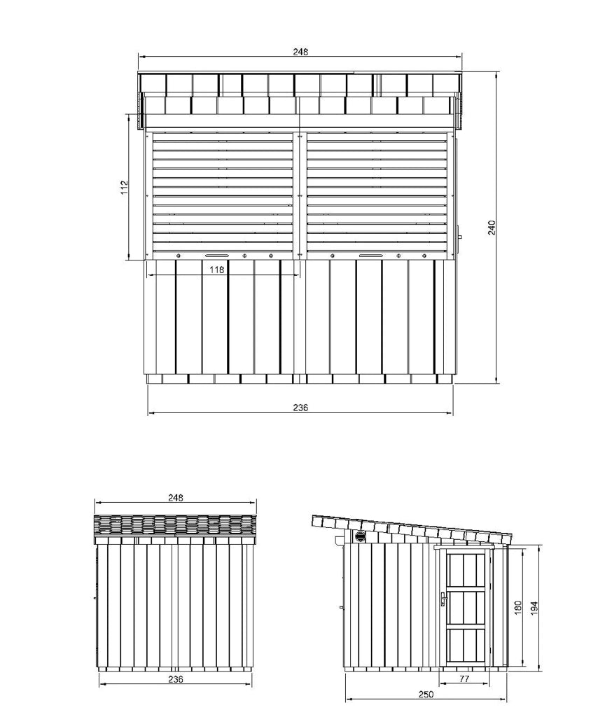Chiosco esterno Premium - 5,9m?² - H240x248x305 cm - Timbela M950