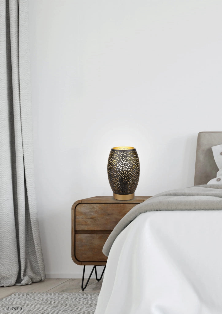 Lampada da tavolo Candellux Venus oro/nero E27 60W 23cm