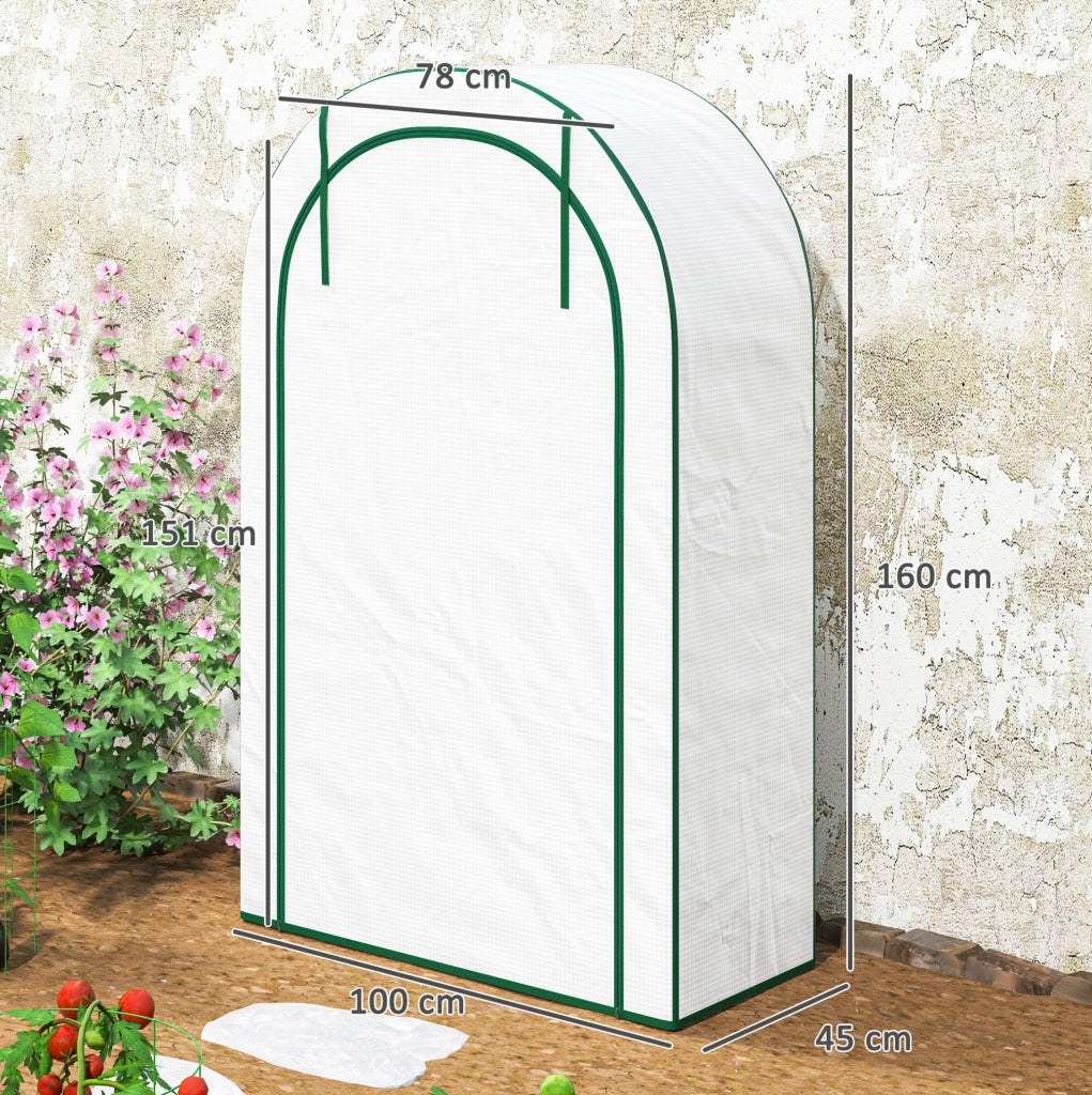 Serra portatile bianca a 4 livelli con 7 ripiani, 100 x 45 x 160 cm