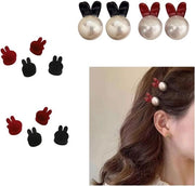 12 pezzi di clip capelli mini adatti per capelli spessi, con forma di unghia, inclusi accessori con coniglio a forma di perla