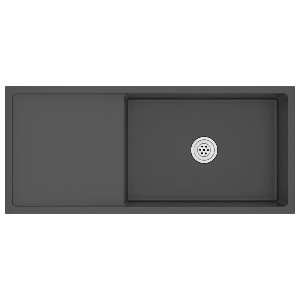 Lavello da cucina fatto a mano 100 x 44 cm acciaio inox nero 02_0002476