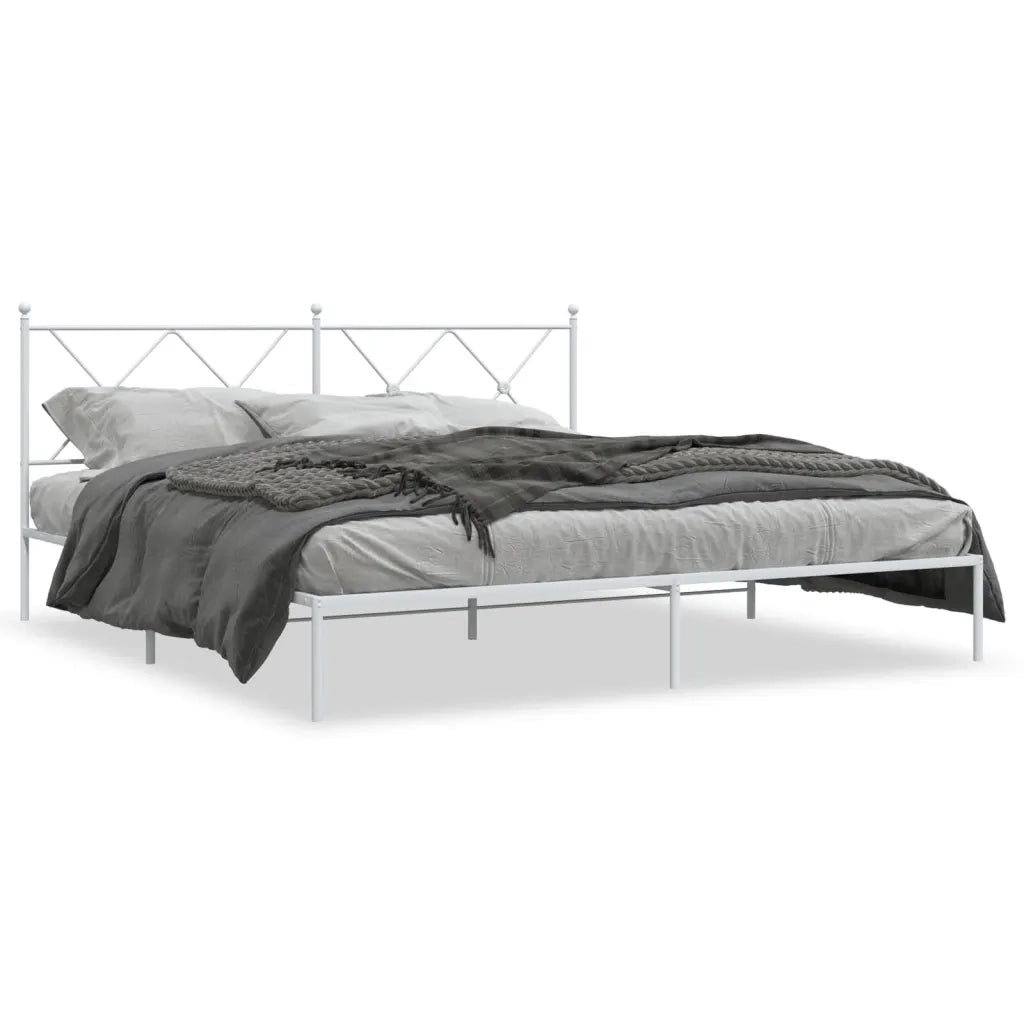 Giroletto con Testiera-Struttura Letto con testiera Metallo Bianco 183x213 cm 537200