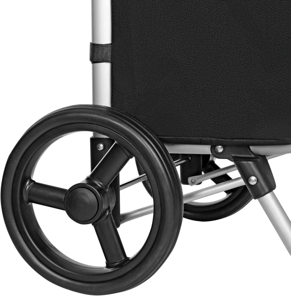 Carrello spesa carrello spesa passeggino market capacità 40 litri con portaoggetti ruote silenziose gancio 47 x 33 x 97 cm nero fantasia pied de poule 12_0003373