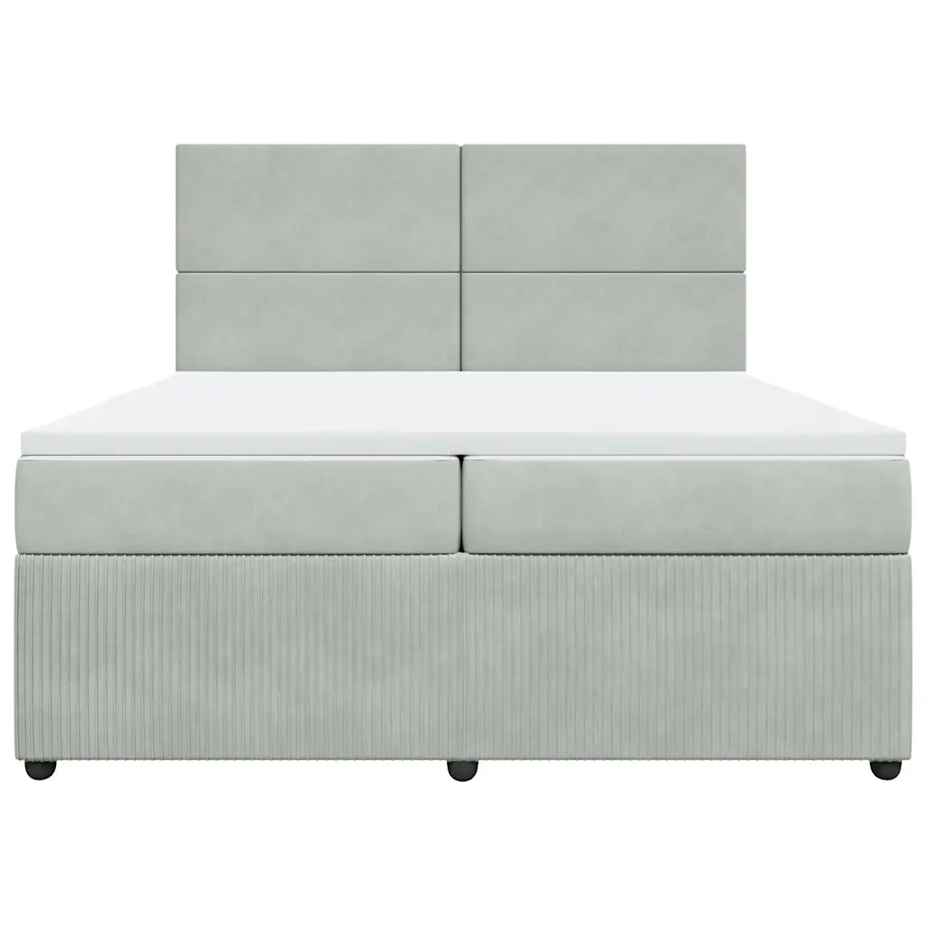 Giroletto a Molle con Materasso Grigio Chiaro 200x200cm Velluto