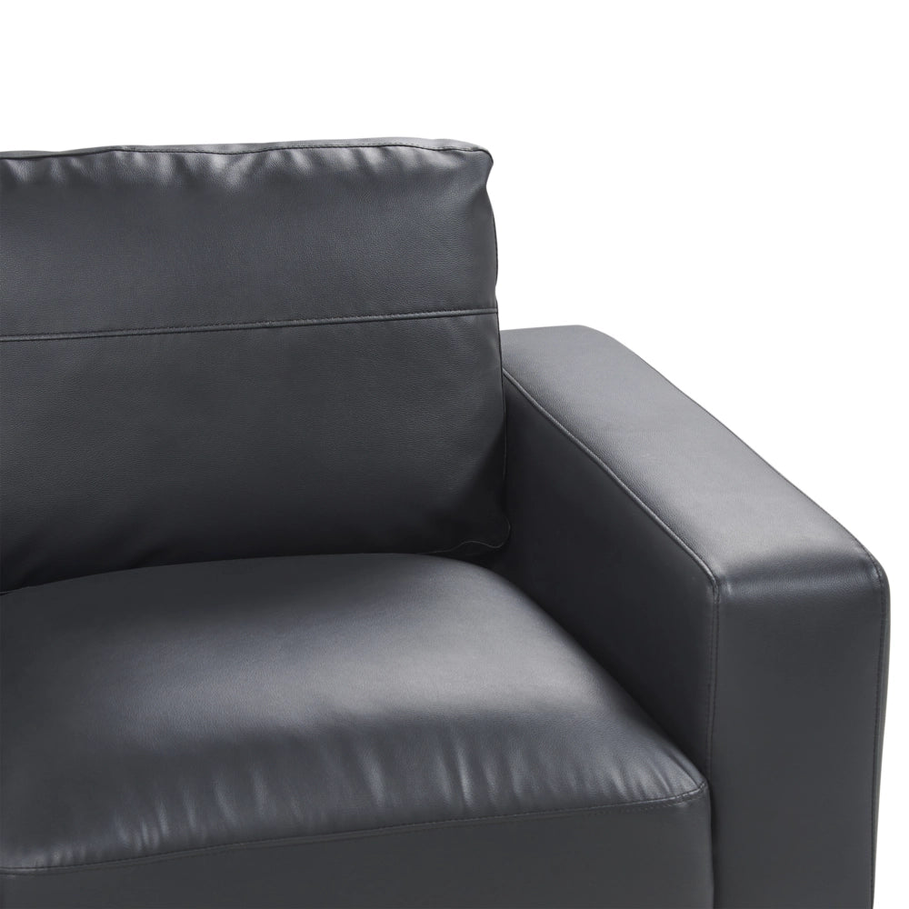 Divano a 3 posti imbottito in tessuto bouclè nero Gambe nere soggiorno classico e contemporaneo
