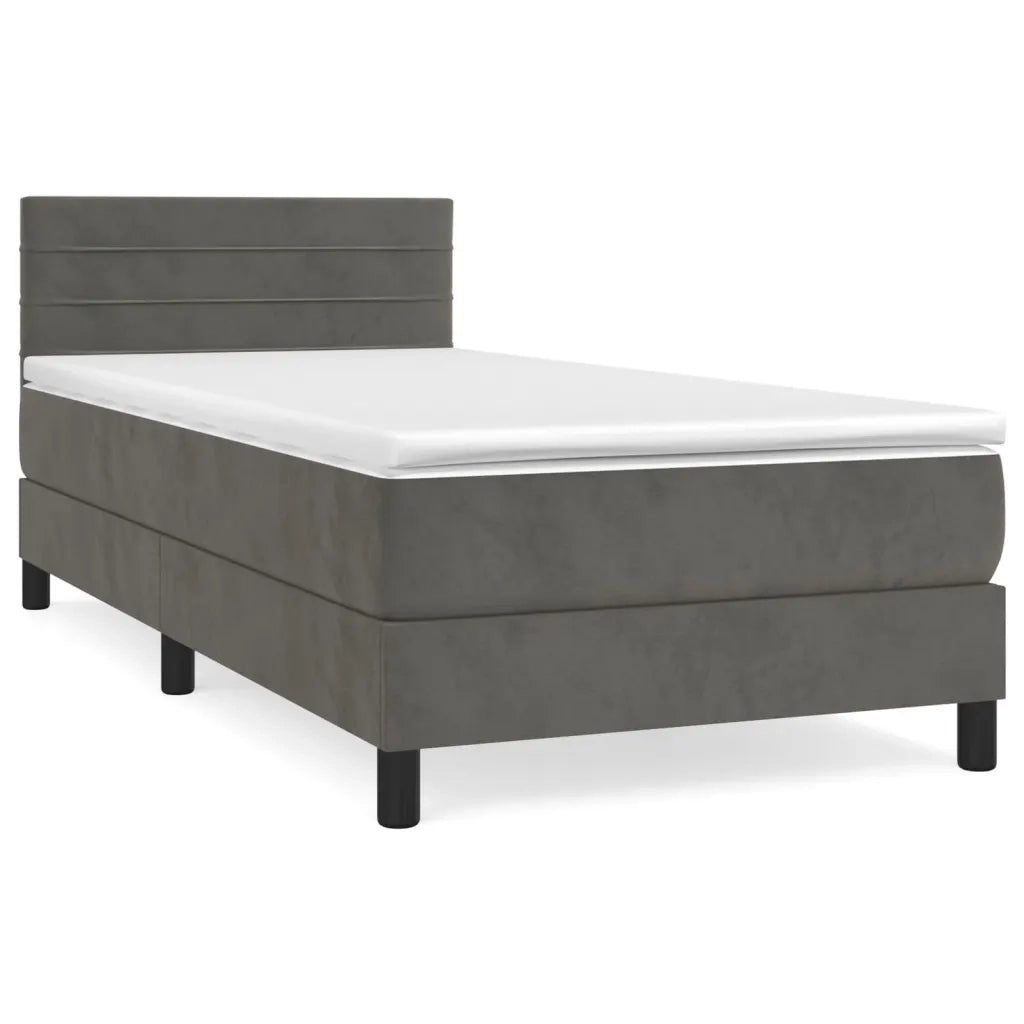 Giroletto a Molle con Materasso Grigio Scuro 100x200 cm Velluto 3141348