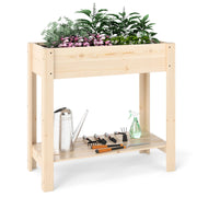 Letto da giardino rialzato in legno contenitore per fiori per interno ed esterno, Fioriera elevata con ripiano Naturale-Fioriere