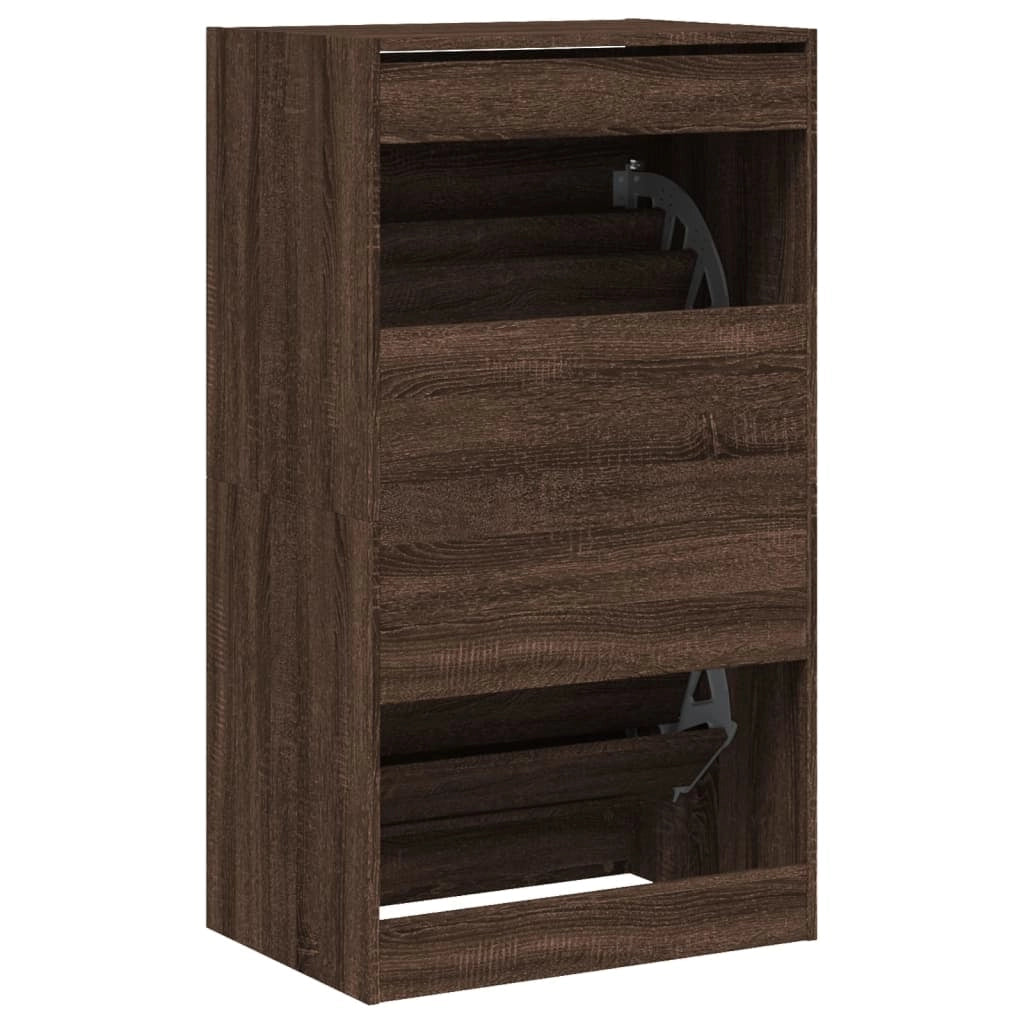 Scarpiera mobile contenitore per scarpe mobile per ingresso/corridoio/soggiorno 2 cassetti a ribalta marrone 02_0021337